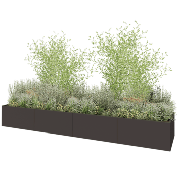 Kruka i stål XXL - Rektangel - 480 x 100 x 60 cm - Annan RAL-färg - Med bottenplatta