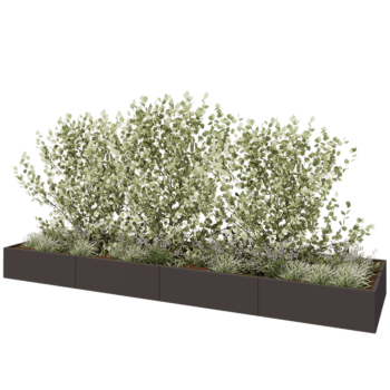 Kruka i stål XXL - Rektangel - 480 x 120 x 40 cm - Annan RAL-färg - Med bottenplatta