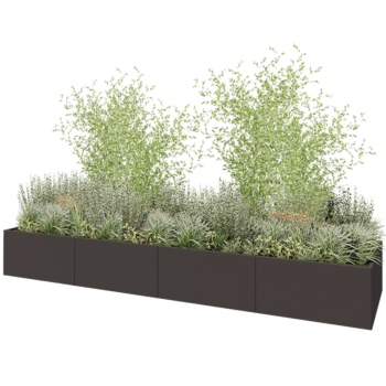 Kruka i stål XXL - Rektangel - 480 x 120 x 60 cm - Annan RAL-färg - Utan bottenplatta