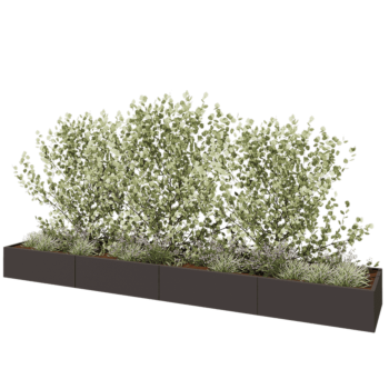 Kruka i stål XXL - Rektangel - 480 x 80 x 40 cm - Annan RAL-färg - Utan bottenplatta