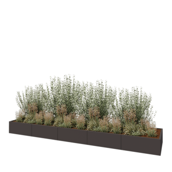 Kruka i stål XXL - Rektangel - 500 x 100 x 40 cm - Annan RAL-färg - Med bottenplatta