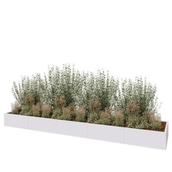 Kruka i stål XXL - Rektangel - 500 x 100 x 40 cm - RAL9010 matt (vit) - Utan bottenplatta