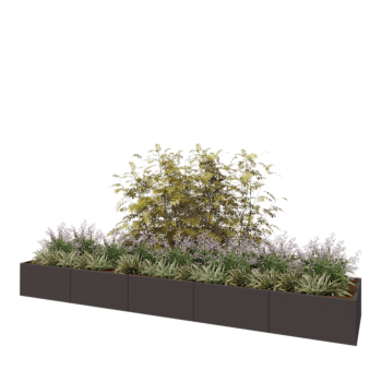 Kruka i stål XXL - Rektangel - 500 x 100 x 50 cm - Annan RAL-färg - Med bottenplatta