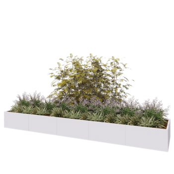 Kruka i stål XXL - Rektangel - 500 x 100 x 50 cm - RAL9010 matt (vit) - Med bottenplatta