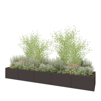 Kruka i stål XXL - Rektangel - 500 x 100 x 60 cm - Annan RAL-färg - Med bottenplatta