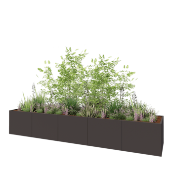 Kruka i stål XXL - Rektangel - 500 x 100 x 80 cm - Annan RAL-färg - Med bottenplatta