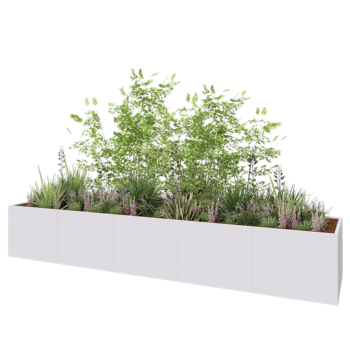 Kruka i stål XXL - Rektangel - 500 x 100 x 80 cm - RAL9010 matt (vit) - Utan bottenplatta