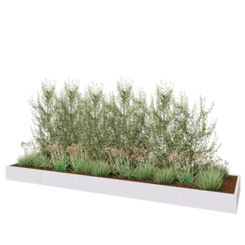 Kruka i stål XXL - Rektangel - 500 x 120 x 30 cm - RAL9010 matt (vit) - Med bottenplatta