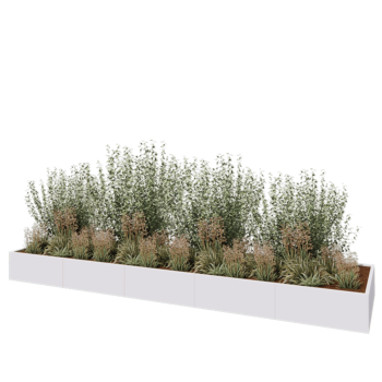 Kruka i stål XXL - Rektangel - 500 x 120 x 40 cm - RAL9010 matt (vit) - Utan bottenplatta