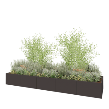 Kruka i stål XXL - Rektangel - 500 x 120 x 60 cm - Annan RAL-färg - Utan bottenplatta