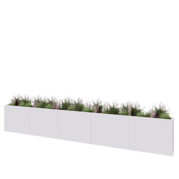 Kruka i stål XXL - Rektangel - 500 x 30 x 80 cm - RAL9010 matt (vit) - Med bottenplatta