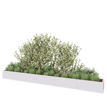 Kruka i stål XXL - Rektangel - 500 x 50 x 40 cm - RAL9010 matt (vit) - Med bottenplatta