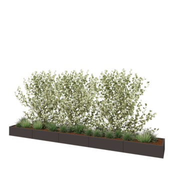 Kruka i stål XXL - Rektangel - 500 x 60 x 30 cm - Annan RAL-färg - Med bottenplatta