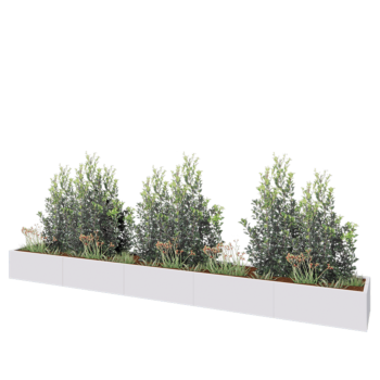 Kruka i stål XXL - Rektangel - 500 x 60 x 40 cm - RAL9010 matt (vit) - Med bottenplatta