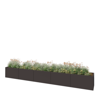 Kruka i stål XXL - Rektangel - 500 x 60 x 60 cm - Annan RAL-färg - Med bottenplatta