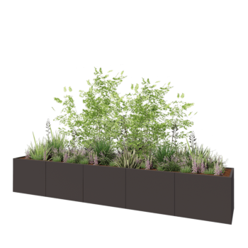 Kruka i stål XXL - Rektangel - 500 x 80 x 80 cm - Annan RAL-färg - Med bottenplatta