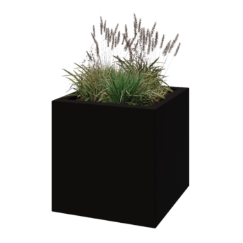 Kruka i polyester - Fyrkant - 70 x 70 x 70 cm - RAL9005 matt (svart) - Med botten