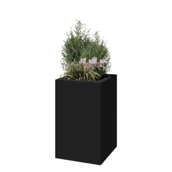 Kruka i polyester - Fyrkant - 50 x 50 x 80 cm - RAL7021 matt (svartgrå) - Med botten