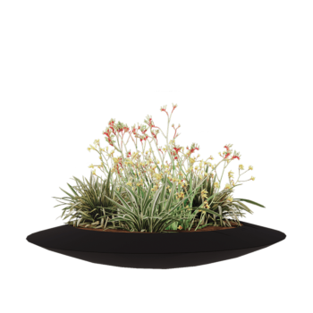 Kruka i polyester - Skål - Ø 120 x 20 cm - RAL9005 matt (svart) - Med botten