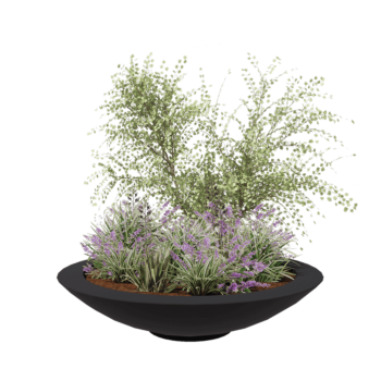 Kruka i polyester - Skål - Ø 153 x 34 cm - RAL7021 matt (svartgrå) - Med botten