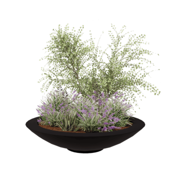 Kruka i polyester - Skål - Ø 153 x 34 cm - RAL9005 matt (svart) - Med botten