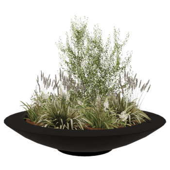 Kruka i polyester - Skål - Ø 200 x 40 cm - RAL9005 matt (svart) - Med botten