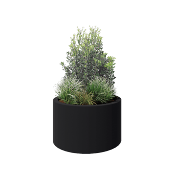 Kruka i polyester - Rund - Ø 100 x 60 cm - RAL7021 matt (svartgrå) - Med botten