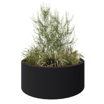 Kruka i polyester - Rund - Ø 150 x 60 cm - RAL7021 matt (svartgrå) - Med botten