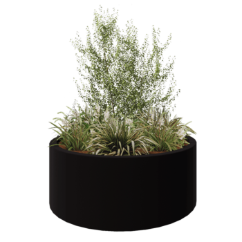 Kruka i polyester - Rund - Ø 150 x 60 cm - RAL9005 matt (svart) - Med botten