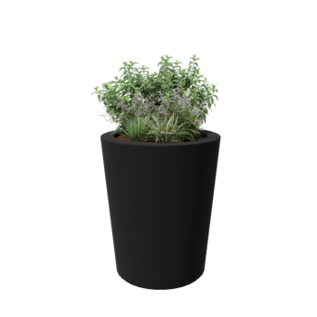 Kruka i polyester - Konisk - Ø 89 x 100 cm - RAL7021 matt (svartgrå) - Med botten