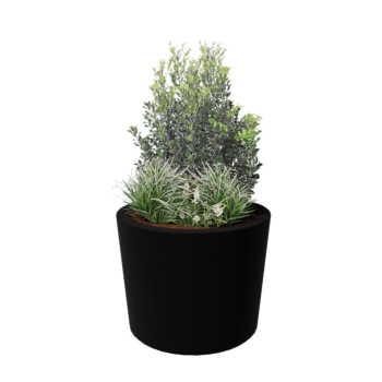 Kruka i polyester - Konisk - Ø 95 x 70 cm - RAL9005 matt (svart) - Med botten