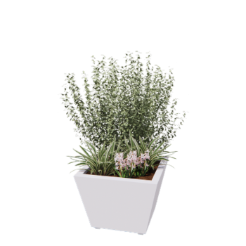 Kruka i stål - Konformad - 60 x 60 x 41,5 cm - Svetsad - RAL9010 matt (vit) - Med bottenplatta