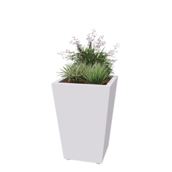 Kruka i stål - Konformad - 60 x 60 x 81,5 cm - Svetsad - RAL9010 matt (vit) - Med bottenplatta