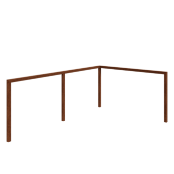 Pergola i cortenstål - Hörn - 600 x 412 x 242 cm - Utan betongplint