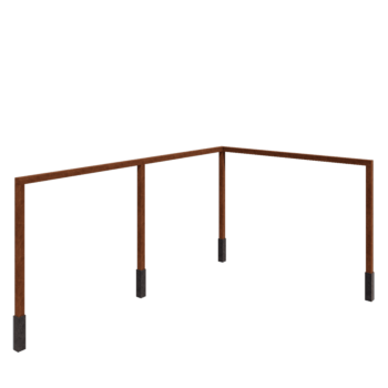 Pergola i cortenstål - Hörn - 600 x 412 x 242 cm - Med betongplint