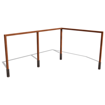 Bänkar i vinkel pergola i cortenstål 600 x 412 cm