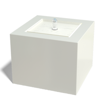 Fontän i aluminium - Lyra - 50 x 50 x 40 cm - RAL9010 matt (vit) - Med LED-belysning