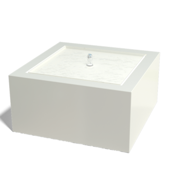 Fontän i aluminium - Lyra - 80 x 80 x 40 cm - RAL9010 matt (vit) - Med LED-belysning