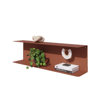 Vägghylla i stål - C-form - 100 x 20 x 28 cm - Corten look