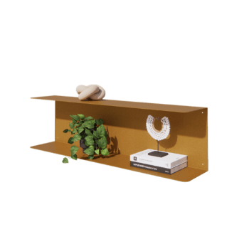 Vägghylla i stål - C-form - 100 x 20 x 28 cm - Gold