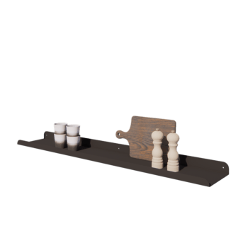Vägghylla i stål - U-form - 120 x 20 x 5 cm - RAL9005 matt (svart)