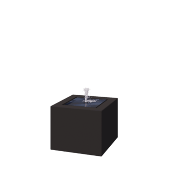 Fontän i aluminium - Lyra - 50 x 50 x 40 cm - RAL9005 matt (svart) - Med LED-belysning