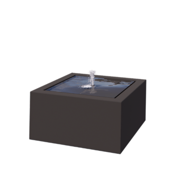 Fontän i aluminium - Lyra - 80 x 80 x 40 cm - RAL7016 matt (antracitgrå) - Med LED-belysning