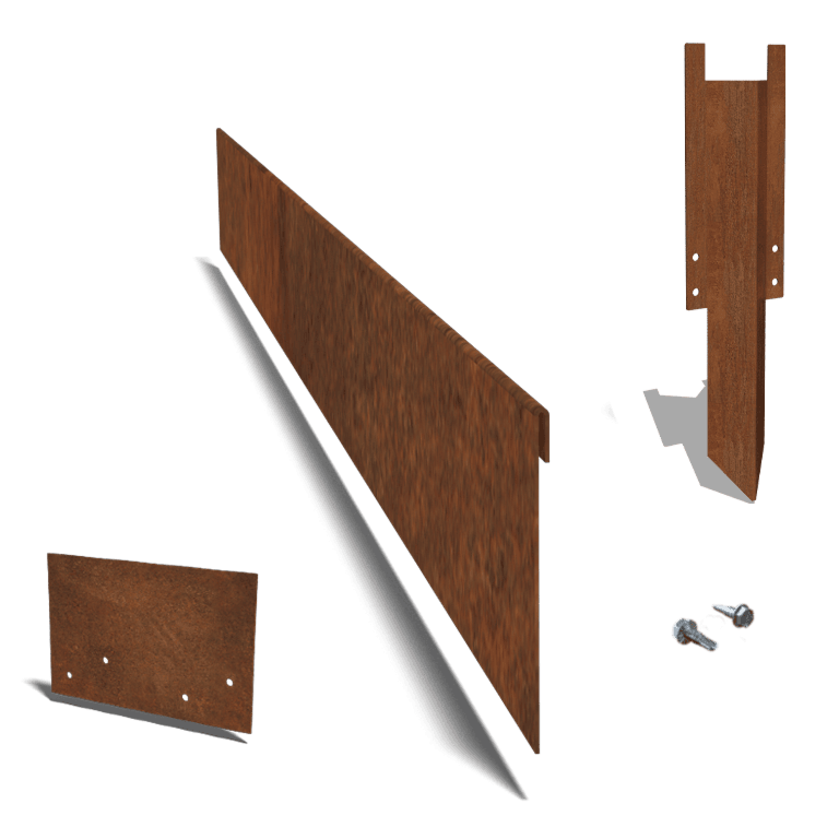 Trädgårdskant tillplanad cortenstål 23 cm komplett set per 24 meter