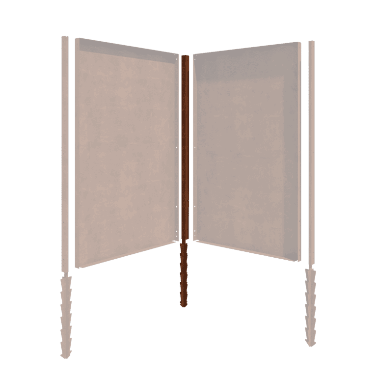 Stolpe i cortenstål jordankare hörn med 190 x 6 x 6 cm