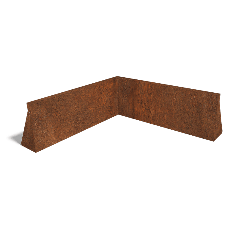 Stödmur av cortenstål med inre hörn 100 x 100 cm (höjd 40 cm)