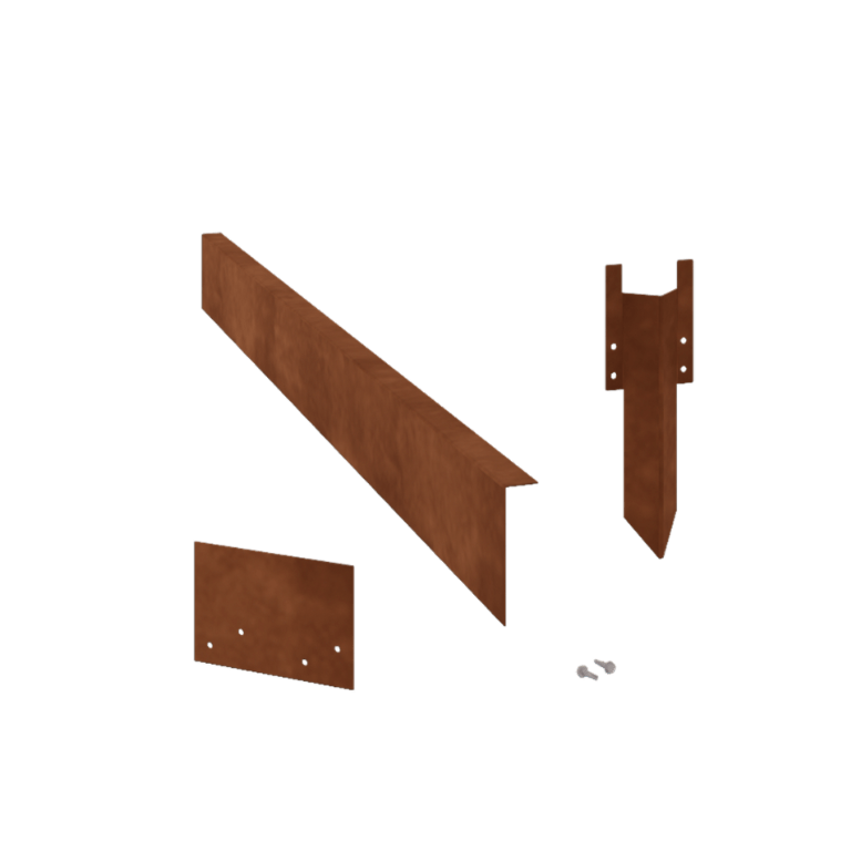 Rabattkant i cortenstål - Bockad - Höjd 12 cm - Komplett set 15 meter