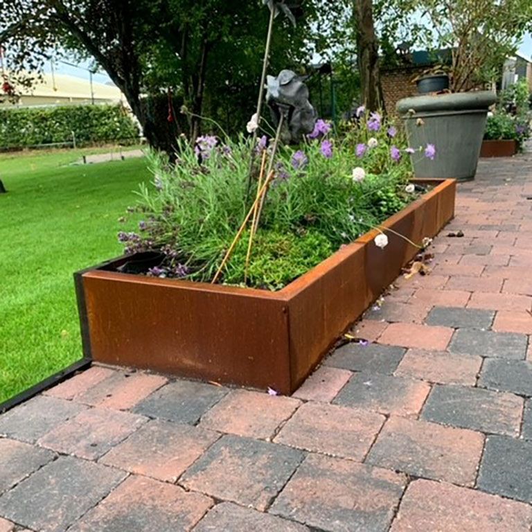 Cortenstål stödmur rak 100 cm (höjd 40 cm)