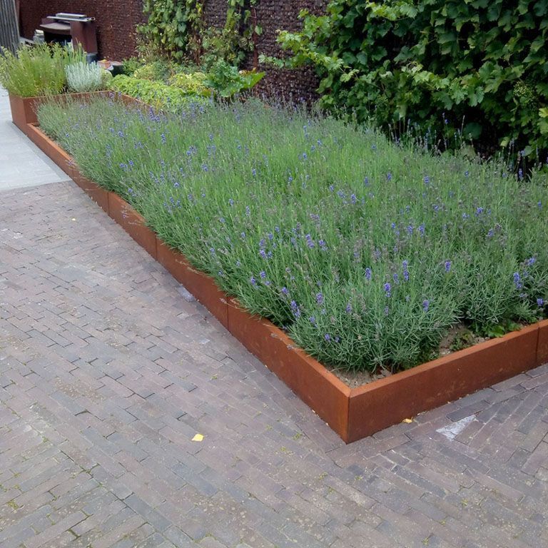 Cortenstål stödmur rak 200 cm (höjd 30 cm)
