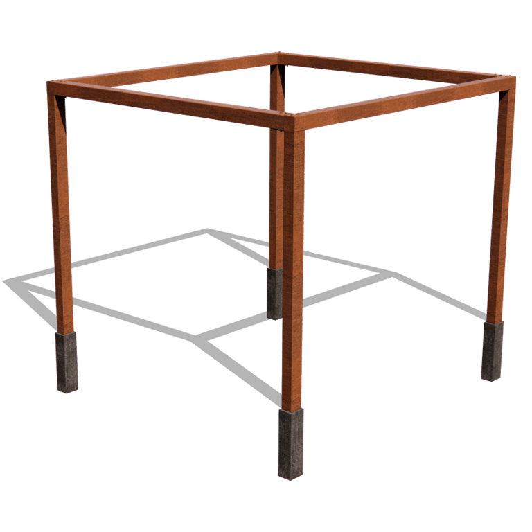 Konstruktion pergola i cortenstål, fyrkantig 324 x 300 cm